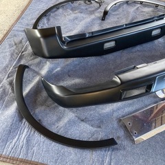 JB23W スズキ ジムニー  ショート フロントバンパー リアバンパー スキッドプレート 純正アーチモールセット マットブラック塗装済
の画像