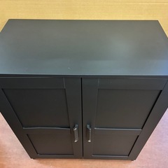 ★IKEA★扉付き収納・収納棚・キャビネット・マットブラック・高さ95cm×幅78cm×奥行き41cmの画像