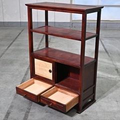 ★九州 日向民芸 ミズメザクラ 無垢材 茶棚 葛布 キャビネット シェルフ ★の画像