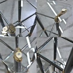 ◆高級ガラストップスタンド 猫足 カブリオール リビング 玄関 サロン 店舗什器◆の画像