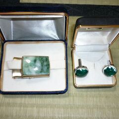 【メンズアクセサリー】天然石ネクタイピン、カフス　おまとめセットの画像