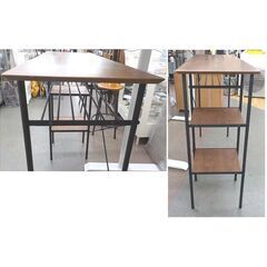 アンセム カウンターテーブル スツール 2点セット ウォールナット テーブル バーカウンター 棚付き アイアンフレーム 西岡店 の画像