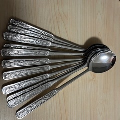 スプーン、銀、柄あり2種類、35本の画像
