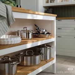 IKEA TORNVIKEN トルンヴィーケン アイランドキッチン, オフホワイト/オーク, 126x77 cmの画像