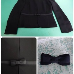 ● INED ブラックフォーマル セレモニースーツ ジャケット ワンピース リボン セットアップ 礼服 喪服 卒業式 卒園式 11号 定価39,900円 美品 ③の画像