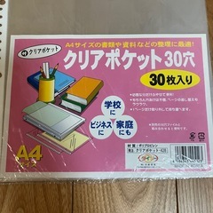 クリアポケット A4 30穴 ７枚入り ファイル整理にの画像