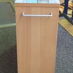 すき間収納ラック 取っ手・キャスター付き 幅75㎝ 高さ65.5㎝ 木製 ナチュラル 収納棚 マルチワゴン 西岡店の画像