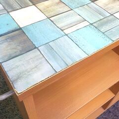 すき間収納ラック 取っ手・キャスター付き 幅75㎝ 高さ65.5㎝ 木製 ナチュラル 収納棚 マルチワゴン 西岡店の画像