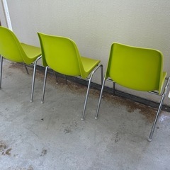 スタッキングチェア3脚セット　ライムグリーンの画像