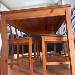 【IKEA】木製ダイニングテーブルセット 4脚付き@神奈川県藤沢市　の画像