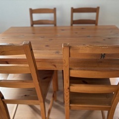 【IKEA】木製ダイニングテーブルセット 4脚付き@神奈川県藤沢市　の画像