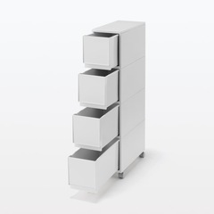 無印良品　再生ポリプロピレン入り　収納ストッカー　キャスター付３　ホワイトグレーの画像