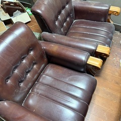 GY1228 応接室セット　ソファー　椅子　テーブル　昭和レトロ　ヴィンテージ　革製の画像