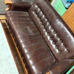 GY1228 応接室セット　ソファー　椅子　テーブル　昭和レトロ　ヴィンテージ　革製の画像