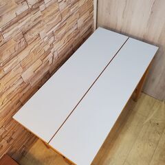 ※即 ニトリ BEAMS DESIGN/ビームス コンソールデスク 折り畳み式 天然木 (ビーチ材) メラミン化粧板 ライトブラウン×ライトグレー BD001◆幅100cm×奥行30/52cm×高さ70cm◆近隣配送無料 買取帝国 朝霞店の画像