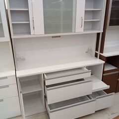 リユースのサカイ栃木店★ジモティ割あり★ 展望株式会社 食器棚 ホワイト W161×D53×H202 クリーニング済み TC12190の画像