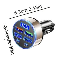 X⭐️新品・未使用⭐️未開封⭐️🟪超高速充電カーアダプター🟪色：ゴールド🟪Superモード&3.1A&デュアルType-C🟪デジタルディスプレイ🟪夜間照明がすごく綺麗です🟪の画像