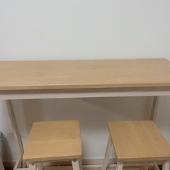 無料‼️天然木　カウンターテーブル椅子セットの画像