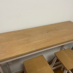 無料‼️天然木　カウンターテーブル椅子セットの画像