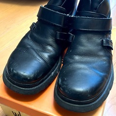 whoop de doo 黒 レザーブーツ 26cmの画像