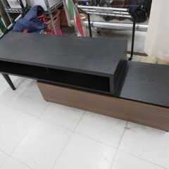 使用感あり 伸長式 テレビボード 幅100cm～ 引出し収納付き ブラック×ダークブラウン TVボード TV台 テレビ台 収納家具 苫小牧西店 の画像