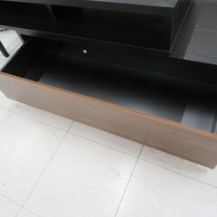 使用感あり 伸長式 テレビボード 幅100cm～ 引出し収納付き ブラック×ダークブラウン TVボード TV台 テレビ台 収納家具 苫小牧西店 の画像