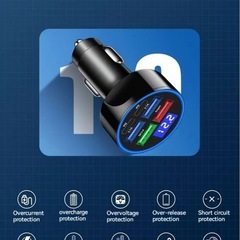 X⭐️新品・未使用⭐️未開封⭐️超高速充電カーアダプター🟪色：ブラック🟪Superモード&3.1A&デュアルType-C🟪デジタルディスプレイ🟪夜間照明がすごく綺麗です🟪私も使用しています。Superモードは超充電が早くて大変いいですよ‼️の画像