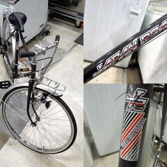 レトロ自転車 26インチ JAPAN ROAD クロモリ 2×6段切替 前後キャリア付き スーパーカー自転車 ガレージオブジェ 札幌市 新道東店の画像