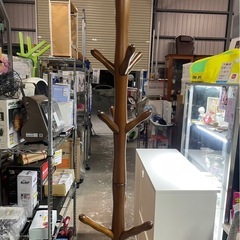 木製　ポールハンガー　ポールラック　コートラック　コート掛け　洋服掛け　衣類掛け　ツリー型　ハンガーラック　ブラウン　高さ1800㎜　中古　③の画像