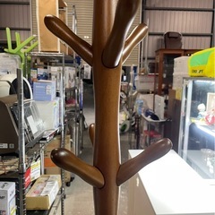 木製　ポールハンガー　ポールラック　コートラック　コート掛け　洋服掛け　衣類掛け　ツリー型　ハンガーラック　ブラウン　高さ1800㎜　中古　③の画像