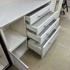 【リサイクルショップどりーむ荒田店】No.3519 大川家具 白を基調としたお洒落なキッチン収納　美品です(≧▽≦)の画像