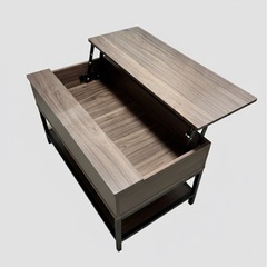 テーブル ローテーブル 昇降式 収納機能 幅90 リフトテーブル 高さ調節 オーク ウォルナット グレー 家具 木製 天然木 突き板 角型 長方形 table センターテーブル リビング 一人暮らし コンパクト テレワーク 在宅ワーク 北欧 おしゃれの画像