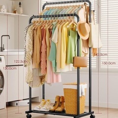 幅73×奥行42×高さ150cm ブラック 衣類　ハンガーの画像