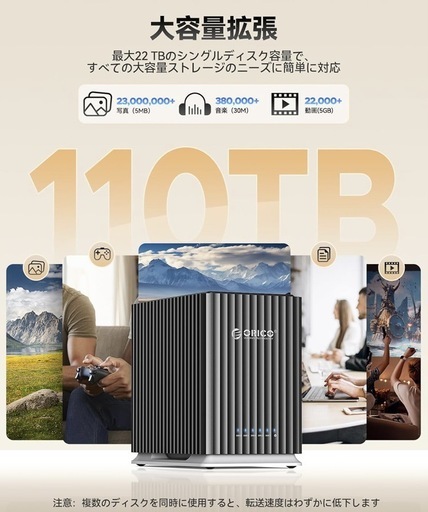 【未開封】ORICO HDDケース 5台 22TB*5 USB 3.1 Type-C HDD ケース 3.5インチ 2-IN-1データ