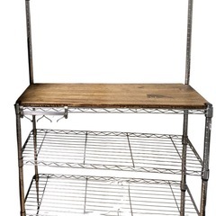 3段キッチン収納ラック　ワイングラスホルダー付きの画像