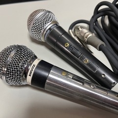 SHURE ダイナミックマイク 565SD / SM58 2点まとめて 音出し確認OK！ マイクヘッドカバー サビ有り コードおまけ 中古現状品 ④の画像