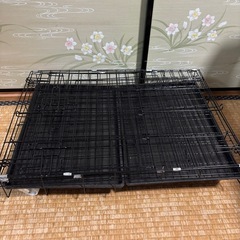 ペット用　ゲージ　折りたたみ式　キャスター付き　ブラックの画像