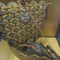 宝船　五円黄銅貨 御縁の塔 5円玉 高さ約27cm 縁起物 置物 オブジェ インテリアの画像