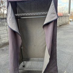 （カバー付）ハンガーラック メタルラック 衣装棚 収納棚の画像