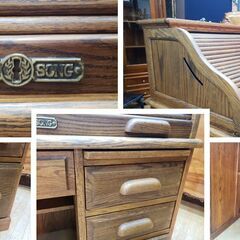 L31　WOOD SONG アンティーク ジャバラ開閉 ライティングビューローの画像