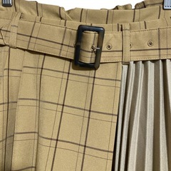 INGNI チェック柄プリーツ切替ロングスカート ベルト付き Ｍの画像