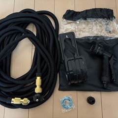 散水ホース 伸びるホース 銅制コネクタ 伸縮 3倍伸びる 収納便利絡まりにくい水やり 洗車 超軽量 ガーデン （ブラック， 10m～30m)の画像