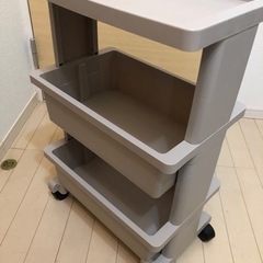 3段キャスター付き収納ワゴン　ブラウン　美品の画像