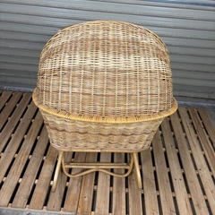 ラタン　籐　ベビーベッド　アンティーク　ゆりかご　ヴィンテージ　レトロの画像