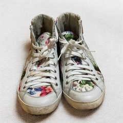 オロビアンコ スニーカー 花柄 フラワー ハイカット サイドジップ カジュアルの画像