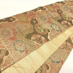 佐賀錦　六通柄袋帯　花唐草文　金　ゴールド　の画像