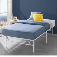 シングル ベッドフレーム スチール 白 の画像