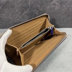 クロコダイル 長財布新品 ミッドナイトブルー ラウンドファスナー  実物撮影 ハンドメイド 一枚革の画像