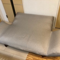 リクライニングソファ　美品　カバー付き　フェイクレザーの画像