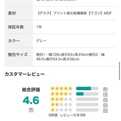 ニトリ製　シェルフデスクワゴンセット(グレー)の画像